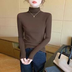 批发2025<b class='q'>新款</b>女士打底衫半高领有氨230克长袖T恤内搭洋气印花保暖衣