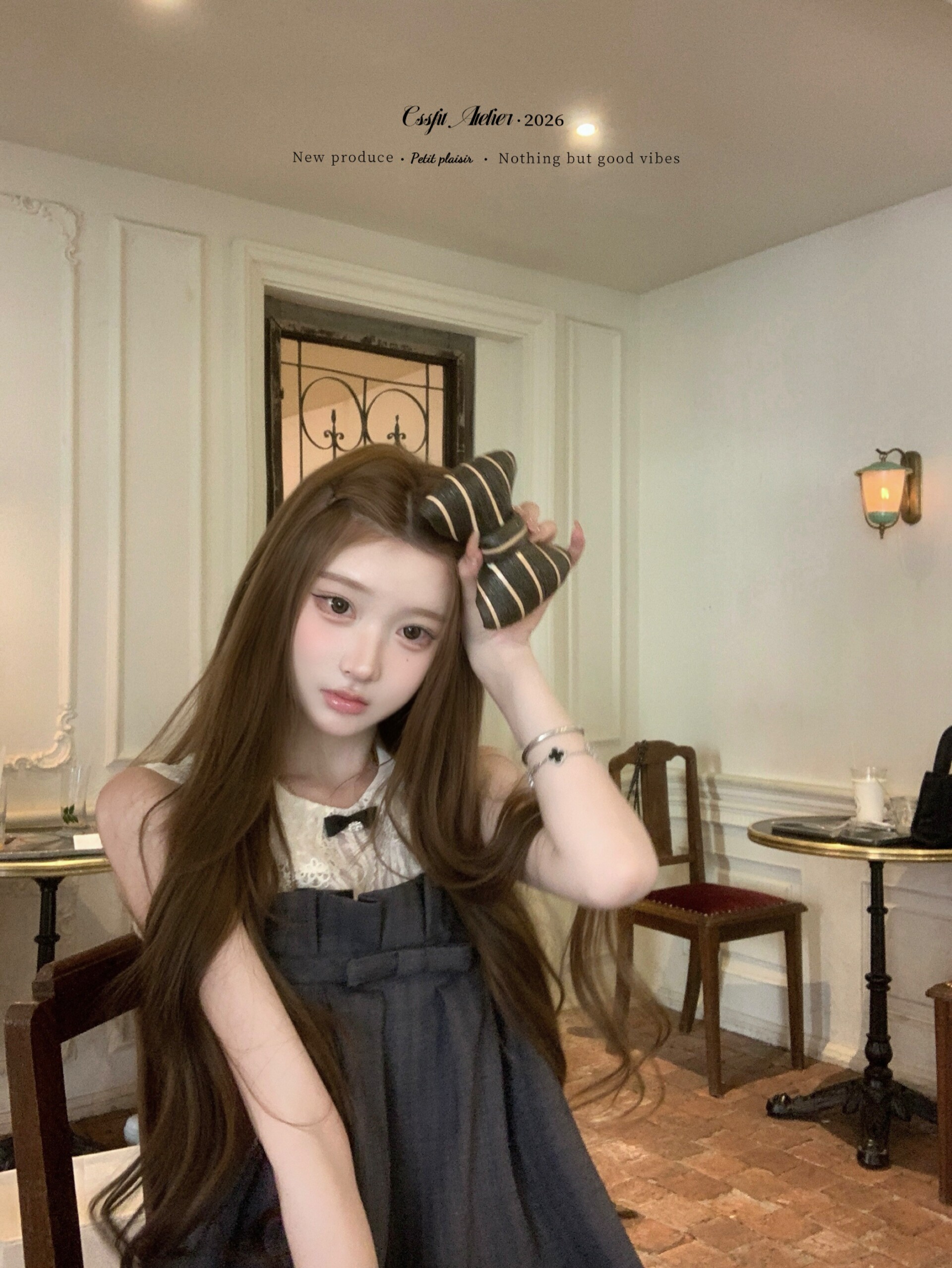 늦게 우산 우산 26 ss 梦回 롱 아일랜드 jor a 약화 된 양모 맞춤 체크무늬 3층 플리츠 슬립 드레스