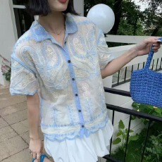 批发2026春夏法式甜美减龄小清新刺绣<b class='q'>衬衫</b>女<b class='q'>宽松</b>显瘦百搭短袖<b class='q'>衬衣</b>上衣