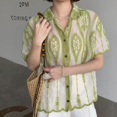 批发2026春夏法式甜美减龄小清新刺绣<b class='q'>衬衫</b>女<b class='q'>宽松</b>显瘦百搭短袖<b class='q'>衬衣</b>上衣