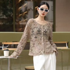 批发2026春季钩花<b class='q'>镂空</b>针织开<b class='q'>衫</b>女大码胖mm高级感重工钉珠上衣外搭罩<b class='q'>衫</b>