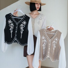 批发2026春季波西米亚<b class='q'>镂空</b>防晒<b class='q'>罩衫</b>女早秋民族风云南多巴胺雪纺上衣