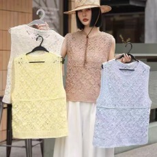 批发2026夏季法式钩花镂空针织马甲女<b class='q'>大码</b>胖mm波西米亚风叠穿背心