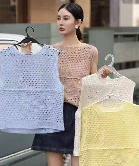 2026 여름 프랑스식 자수 홀로우 아웃 니트 조끼 여자 빅 사이즈 지방 mm 보헤미안 바람 스택 착용 조끼