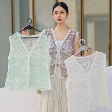 批发2026春夏新中式国风提花镂空马甲背心女大码宽松显瘦无袖叠穿上衣