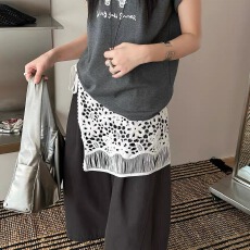 批发2026新款韩版时尚气质百搭不规则搭配短裙女洋气叠穿<b class='q'>蕾丝</b>流苏屁帘