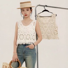 批发2026夏季纯棉辣妹镂空无袖罩衫外穿<b class='q'>设计</b>感小众白色马甲上衣背心