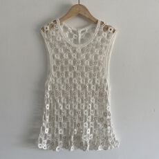 批发实拍 2026春<b class='q'>夏</b>新款纯棉法式辣妹镂空钩花钉珠V领针织叠穿马甲背心