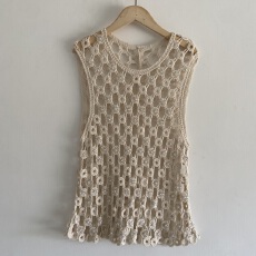 批发实拍 2026春<b class='q'>夏</b>新款纯棉法式辣妹镂空钩花钉珠V领针织叠穿马甲背心