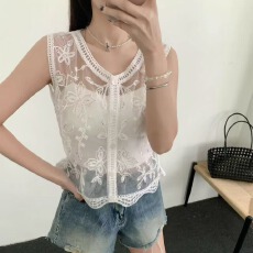 批发2026夏季新款珠片马甲女洋气外穿重工刺绣外搭上衣薄无袖背心