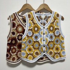 批发实拍 2026夏季新款复古钩花镂空针织马甲背心女时尚外穿无袖上衣