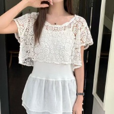 批发2026新款蕾丝防晒披肩斗篷配裙子旗袍披风网红外搭开衫女士短外套