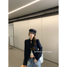 批发板栗可可Bankelili8.25/20点'睿智老钱'半开襟老钱短款立领外套女