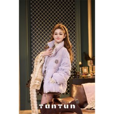 批发吞吞TUNT秋冬【冬雪少女】的紫色 <b class='q'>甜美</b>蝴蝶结收腰羽绒服