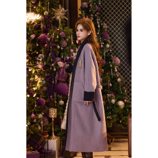 批发吞吞TUNT秋冬双韵大衣双面双色高级两穿青果领中长款羊毛大衣