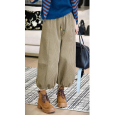 批发美洋MEIYANG 绿泡泡休闲裤 低饱和<b class='q'>全棉</b>松紧腰灯笼阔腿裤周五