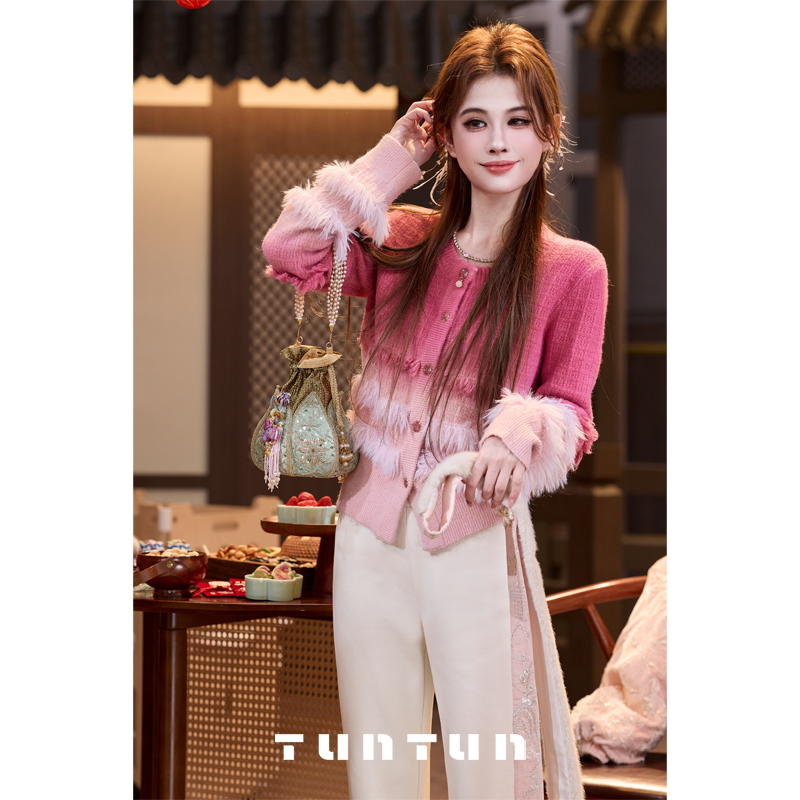 삼키기 tunt 가을 겨울 제기 색상 그레이트 디스플레이 화이트 그라데이션 플리스 기사 질감 체크무늬 스웨터