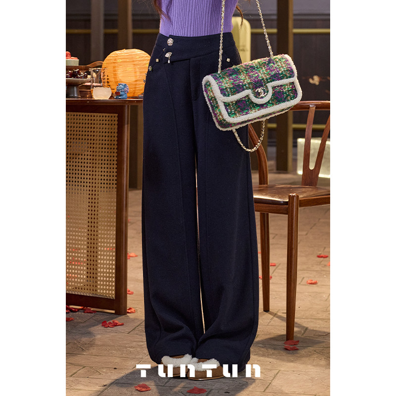 삼키기 tunt 가을 겨울 허리 럭키 포켓 국풍 불규칙 명중 못 디자인 센스 모통이 칼 바지