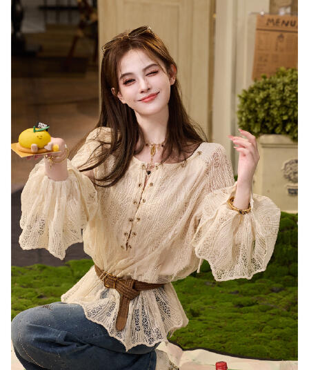 삼키기 tunt 봄 여름 은닉처 낭만주의 안개 속에서 꽃을보고 무거운 작업 레이스 자수 펌프 로프 레이스업 작은 셔츠