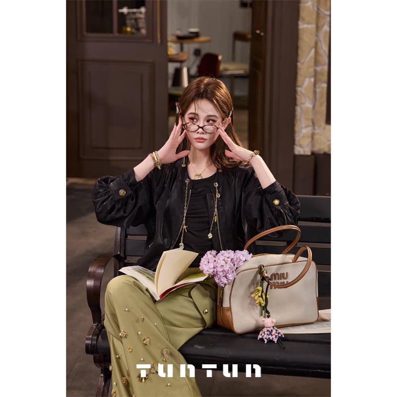 삼키기 tunt 봄 여름 여행하다 기분 로우 프로파일 비싼 차가운 바람의 소리 검정색 깃발 금속 체인 짧은 외투
