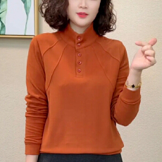 批发有货2025年春装新款德绒长袖<b class='q'>t</b><b class='q'>恤</b>小众翻领上衣<b class='q'>妈妈</b>休闲卫衣打底衫