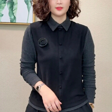 批发有货2025年秋装新款德绒长袖t恤小众翻领<b class='q'>上衣</b>妈妈气质百搭打底衫