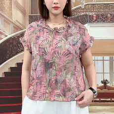 批发有货2026年夏装印花衬衫宽松遮肚上衣中年妈妈气质衬衣洋气小衫女