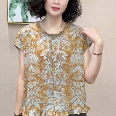 批发有货2026年夏装新款印花衬衫爆款衬衣<b class='q'>中老年</b>妈妈女装宽松遮肚上衣