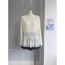 批发<b class='q'>长袖</b>t恤女2025新款秋季打底衫气质<b class='q'>蕾丝</b>韩系慵懒松弛感上衣