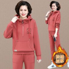 批发【时尚经典款】2026加绒加厚运动套装新款连帽套头卫衣洋气两件套