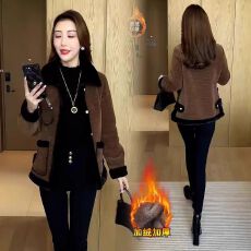 批发【复合加绒款】女装新款时尚洋气小个子小香风冬<b class='q'>妈妈装</b>仿兔毛<b class='q'>外套</b>