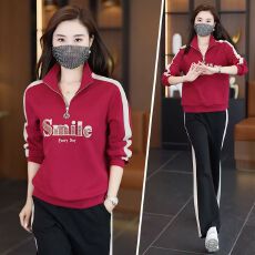 批发运动套装女春秋季新款时尚<b class='q'>大码</b>立领卫衣洋气减龄跑步休闲服两件套