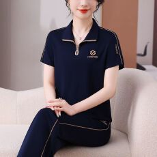 批发休闲运动套装女2026夏季小个子洋气减龄时髦显瘦立领跑步服两件套
