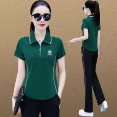 批发<b class='q'>运动</b>套装<b class='q'>女</b>夏季中年小个子<b class='q'>女</b>士洋气宽松阔腿裤休闲<b class='q'>短袖</b>休闲两件套