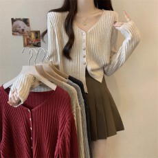 批发长袖针织开<b class='q'>衫</b>女装秋季2025新款百搭V领上衣胖MM遮肉显瘦小<b class='q'>衫</b>