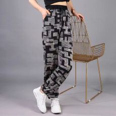 批发冰丝休闲裤女薄款2025夏季新款<b class='q'>雪纺</b>束脚九分<b class='q'>哈伦裤</b>速干宽松阔腿裤