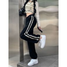 批发<b class='q'>韩国</b>东大门超火潮流直筒运动休闲裤秋季新款设计感小众宽松束脚裤