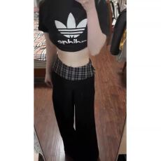 批发韩国东大门高腰<b class='q'>格子</b>薄料垂感夏季高级感宽松<b class='q'>西装</b>直筒拖地休闲裤