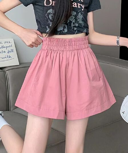 워싱 면 100% 한국 동대문 하이웨이스트 넓은 다리가 짧다. 바지 여성 여름 새로운 한국 스타일 루즈핏 캐주얼 바지 여성