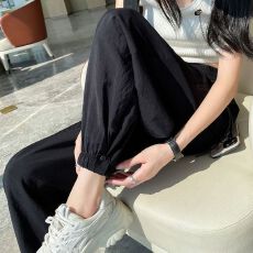 批发速干裤女秋季薄款宽松显瘦运动休闲束脚<b class='q'>哈伦</b>裤冰丝百搭防蚊灯笼裤