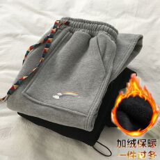 批发(复合仿超)秋冬季加绒运动裤女宽松高腰<b class='q'>哈伦裤</b>百搭外穿休闲裤长裤