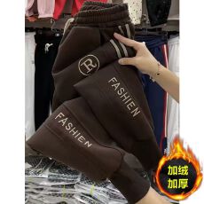 批发（复合加绒）卫裤高腰显瘦字母裤洋气<b class='q'>哈伦裤</b>2026春季女士外裤子