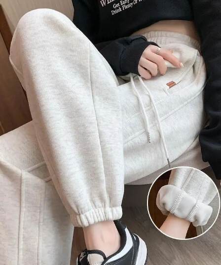 후아 면 복합 진짜 슈퍼 슈퍼 화재 새로운 루즈핏 조거 하렘 바지 봄 가을 캐주얼 바지 겨울 털이 있는 웨이 바지 여성