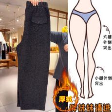批发复合加真超  弯刀裤女2026新款冬季加绒裤宽松显瘦<b class='q'>休闲</b>阔腿裤高腰