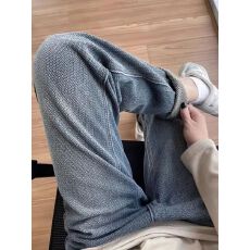 批发2026秋季梨形身材复古显瘦萝卜裤超软编织星空纹<b class='q'>哈伦</b><b class='q'>牛仔裤</b>女潮