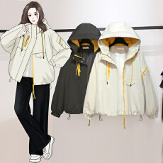 批发春装绣花学院风拉链开衫<b class='q'>大码</b>胖mm200<b class='q'>外套</b>冲锋衣防水连帽夹克上衣