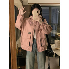 批发新款秋装长袖外套开衫连帽撞色<b class='q'>户外</b>冲锋衣防风防水宽松休闲上衣