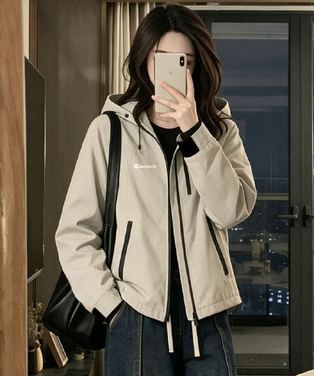 요가 속도 건조한 재킷 학원 스타일 가을 의상 요가 오픈 가디건 맨위 후드 긴팔 방수 지퍼 몸매 가꾸기 작은 키