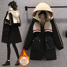 批发新款棉衣冬装棉服<b class='q'>外套</b>羊羔毛拼接修身显瘦<b class='q'>时尚</b>上衣中长款连帽宽松