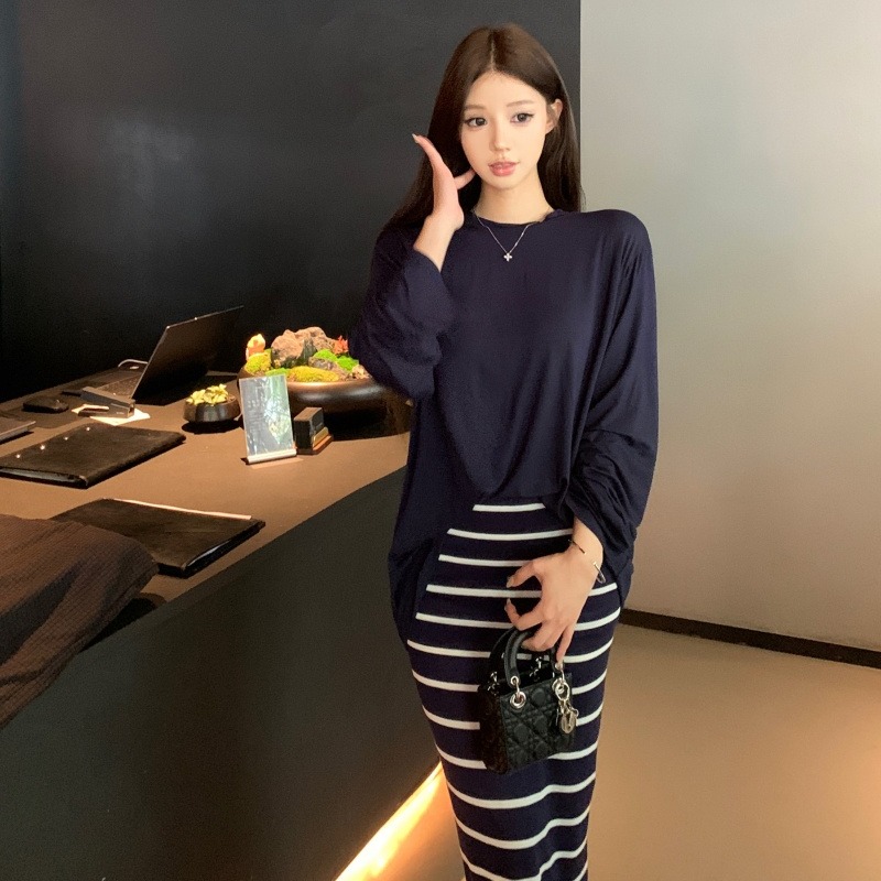 FA36796# 云感呼吸氧气T恤长袖女早秋舒适薄款宽松上衣套装 服裝批發女裝批發服飾貨源